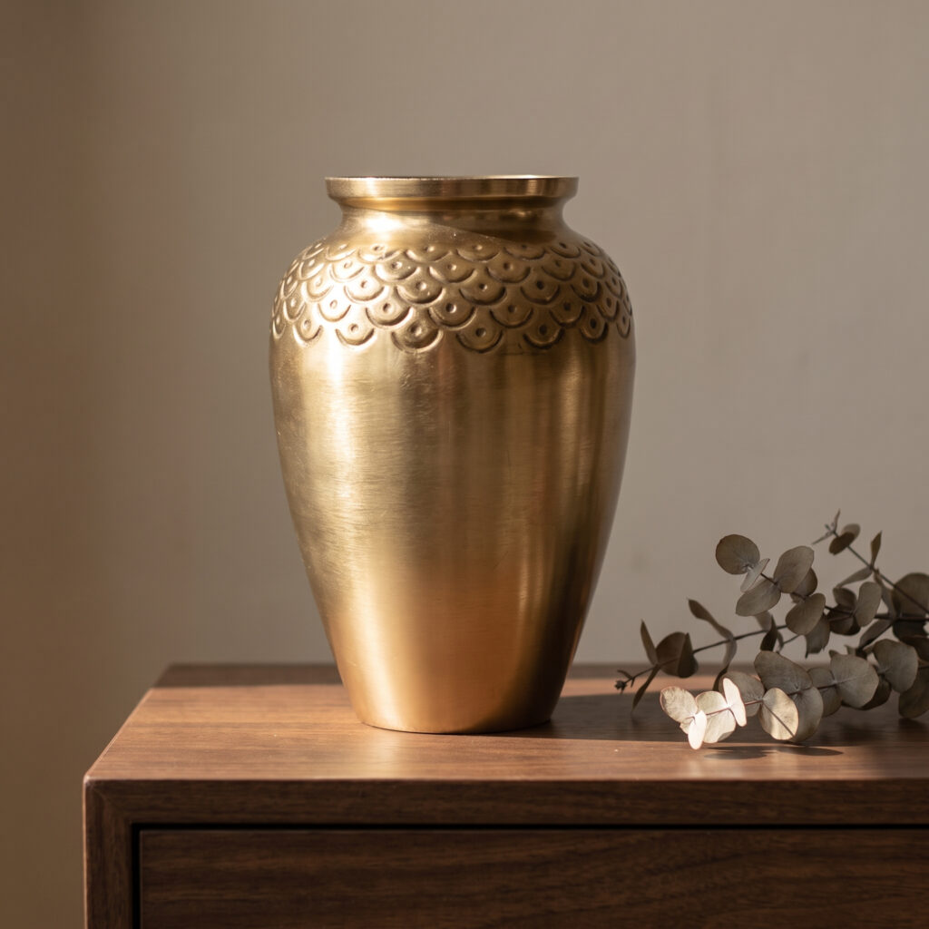Embossed Antique Gold Decorative Vase
