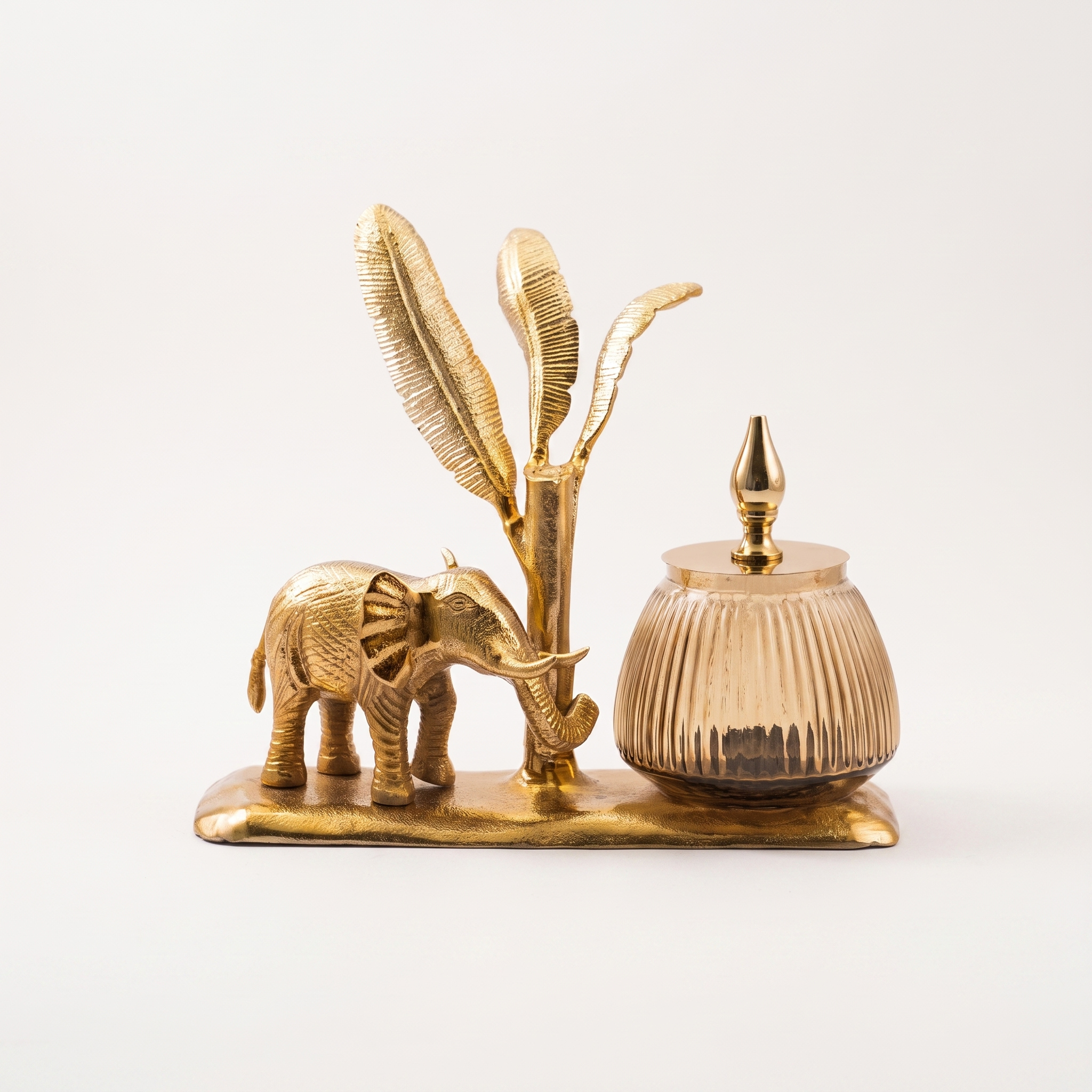 Antique Gold Vantara Elephant Jar Stand - Image 5