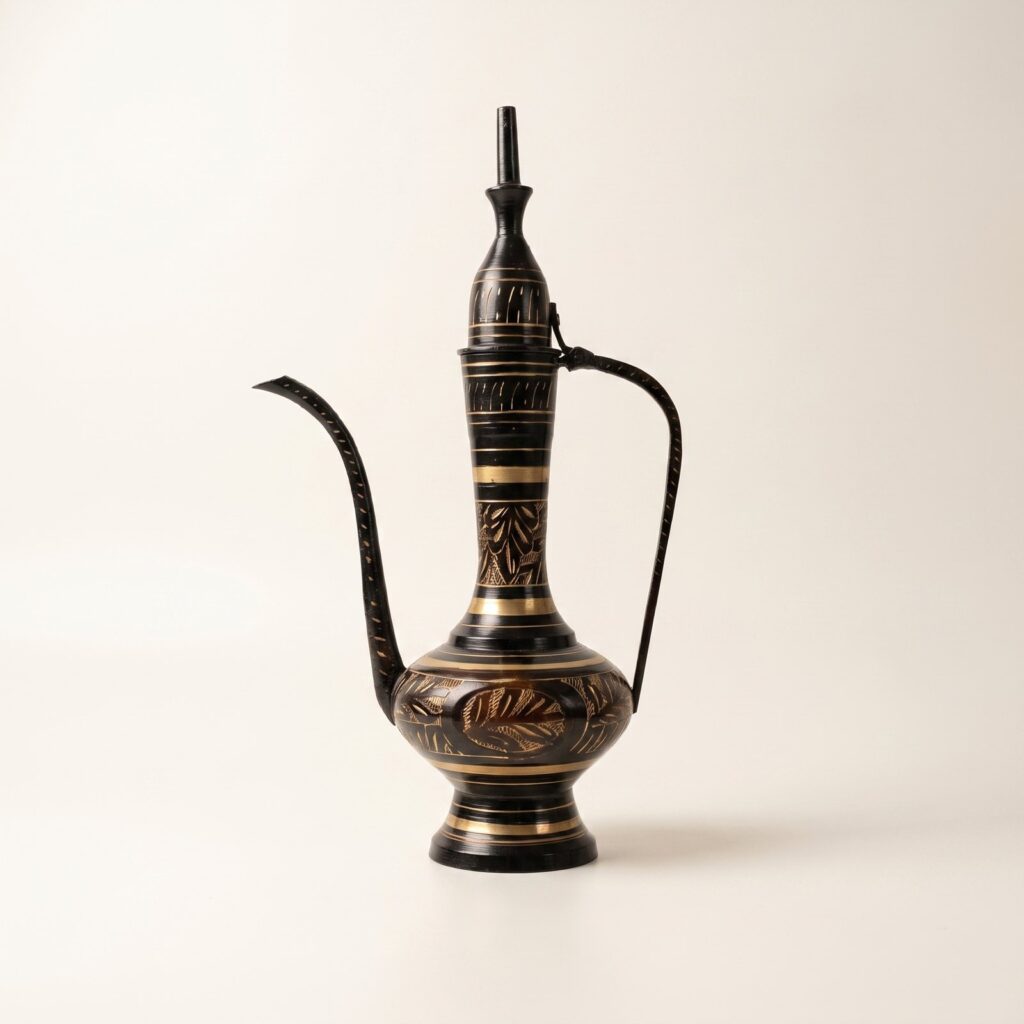 Brass Finely Engraved Aftaba Ewer