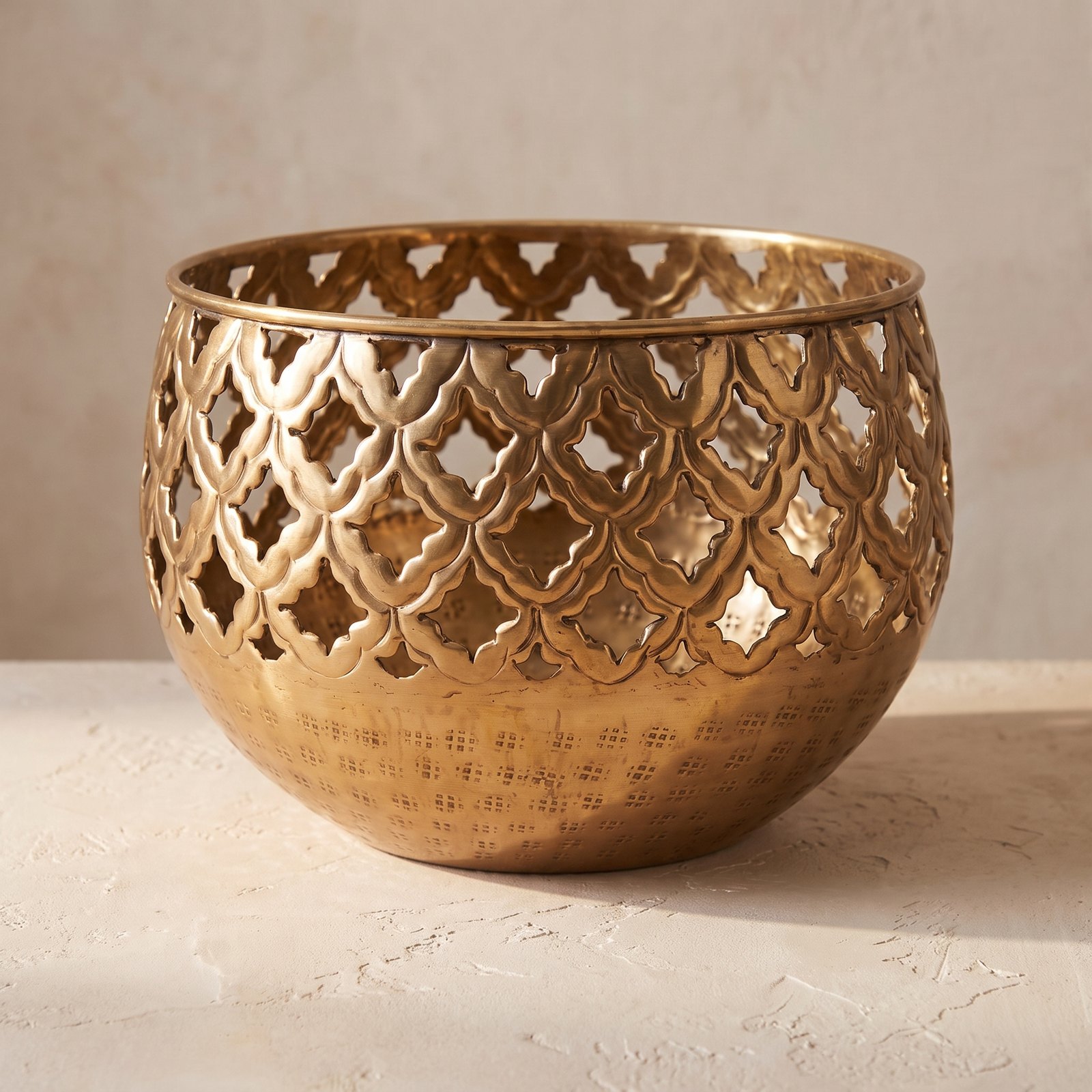 Brass Perforated Hammered Planter - Image 4