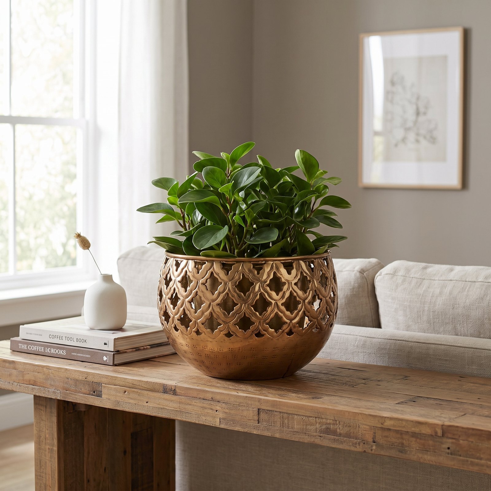 Brass Perforated Hammered Planter - Image 5