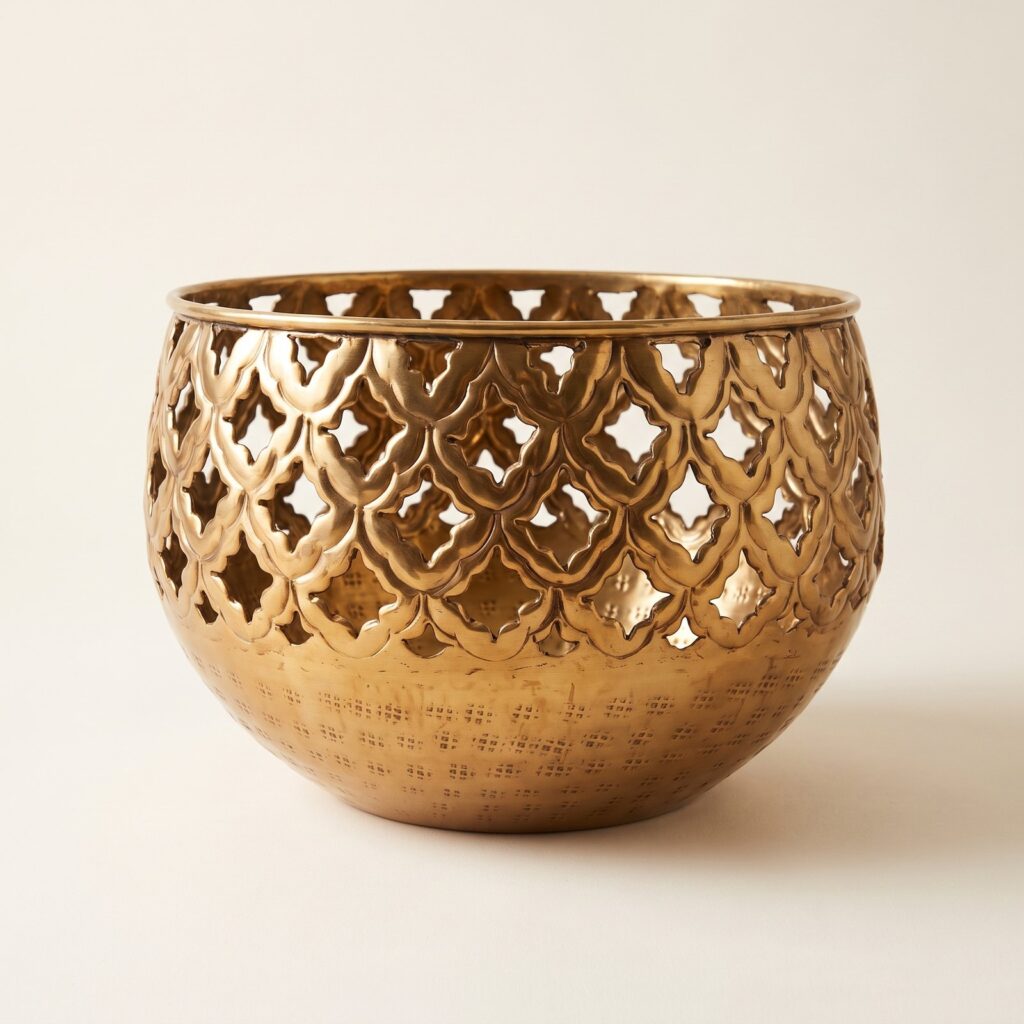 Brass Perforated Hammered Planter