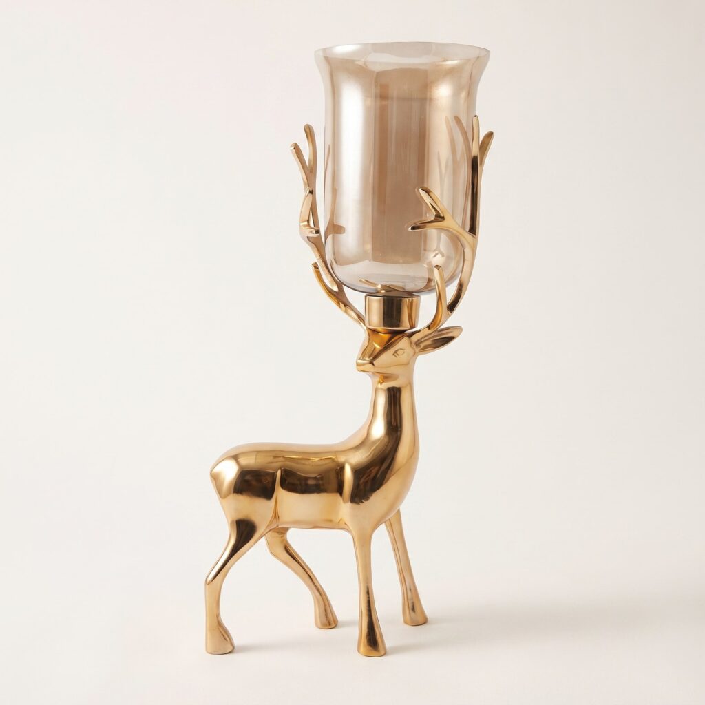 Gold-Plated Sitting Antler Glass Vase