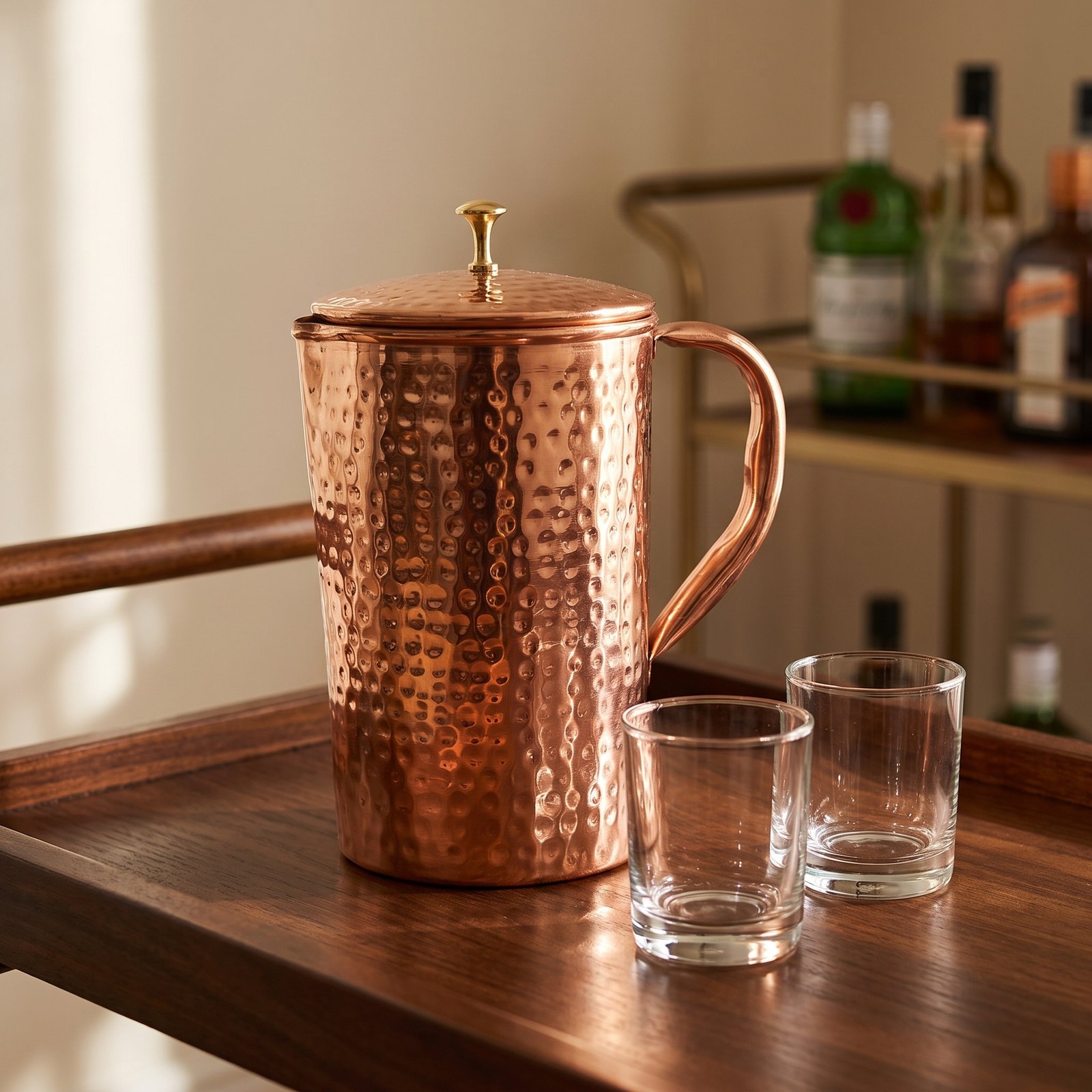 Hammered Copper Lidded Jug - Image 3