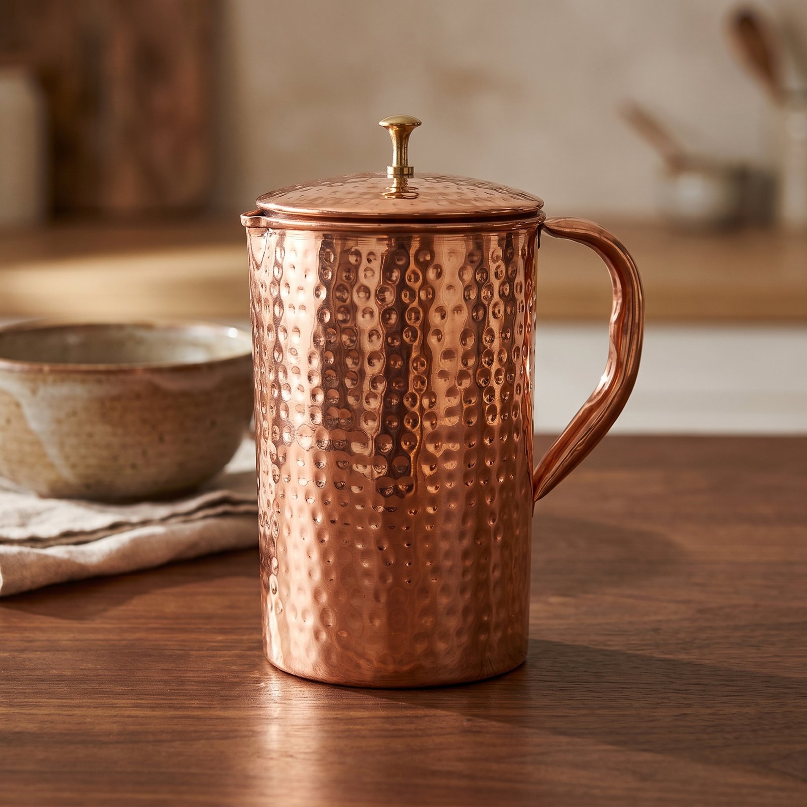 Hammered Copper Lidded Jug - Image 4