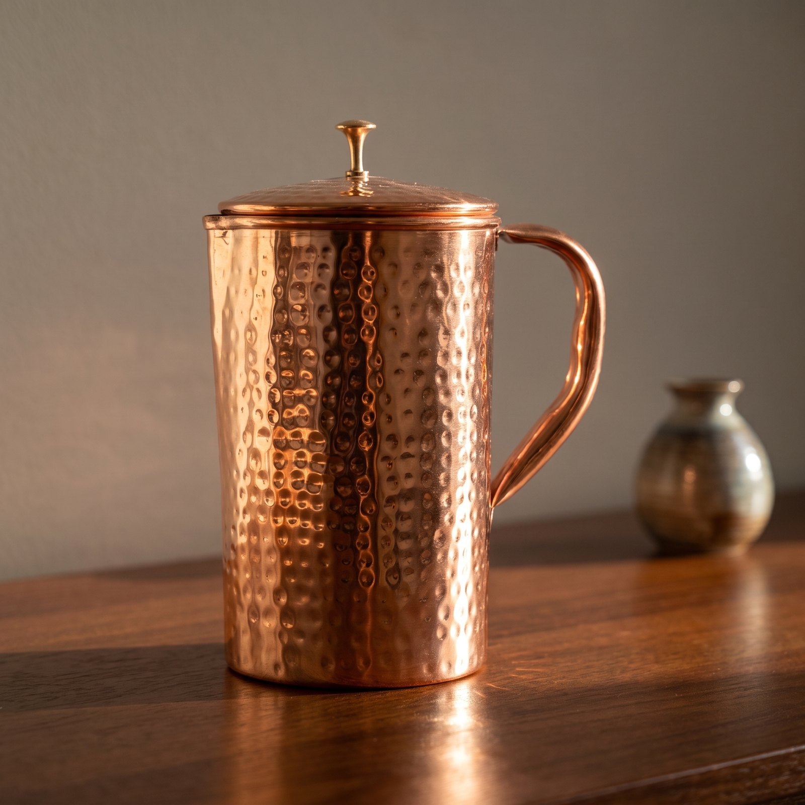 Hammered Copper Lidded Jug - Image 2