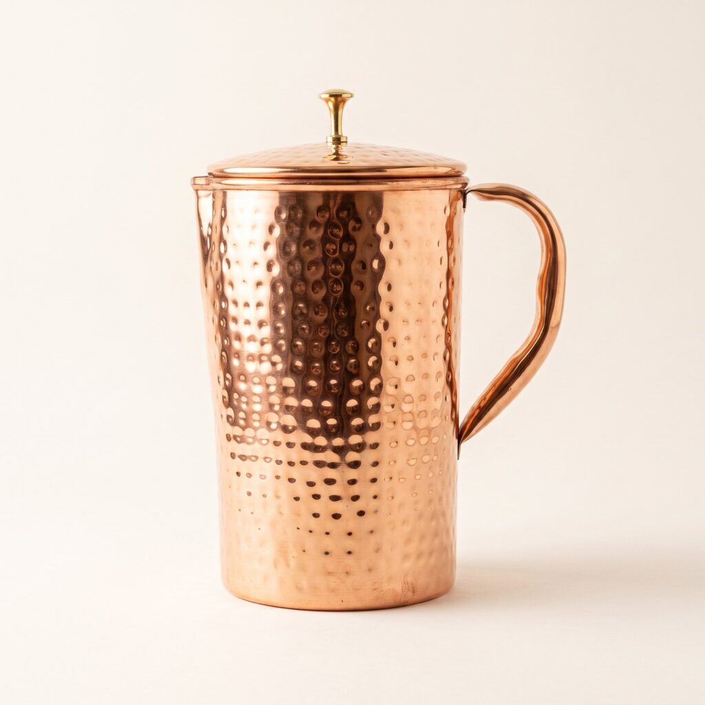 Hammered Copper Lidded Jug