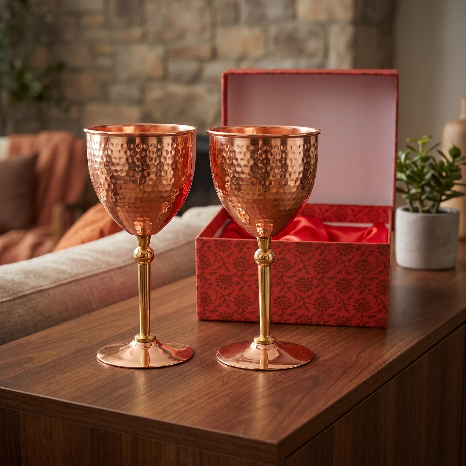 Copper Wine Glass Set - Image 2