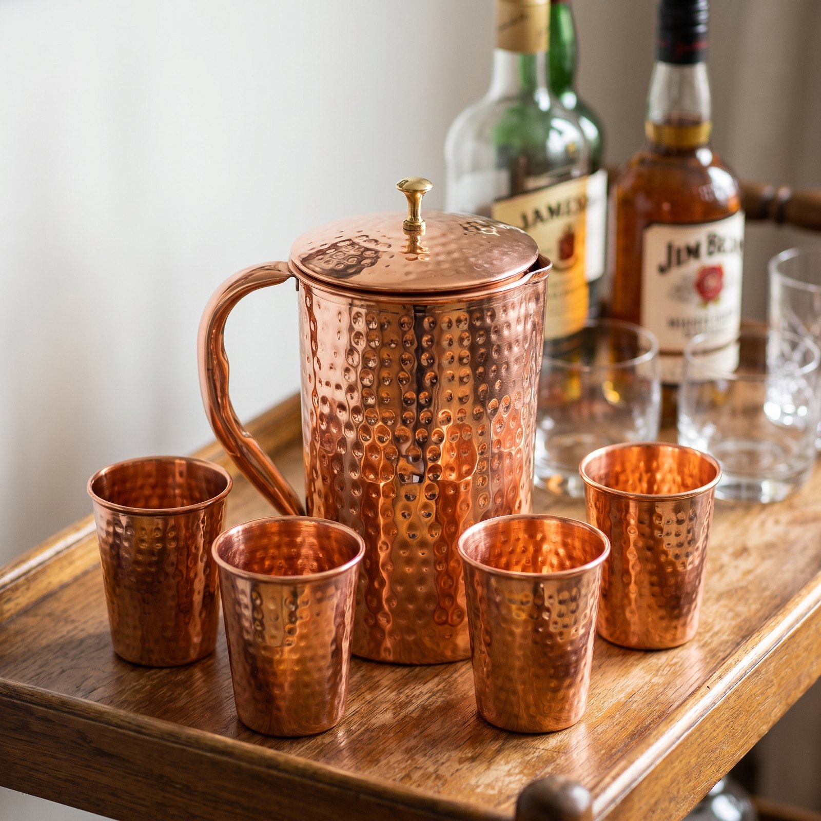 Hammered Copper Lidded Jug - Image 9
