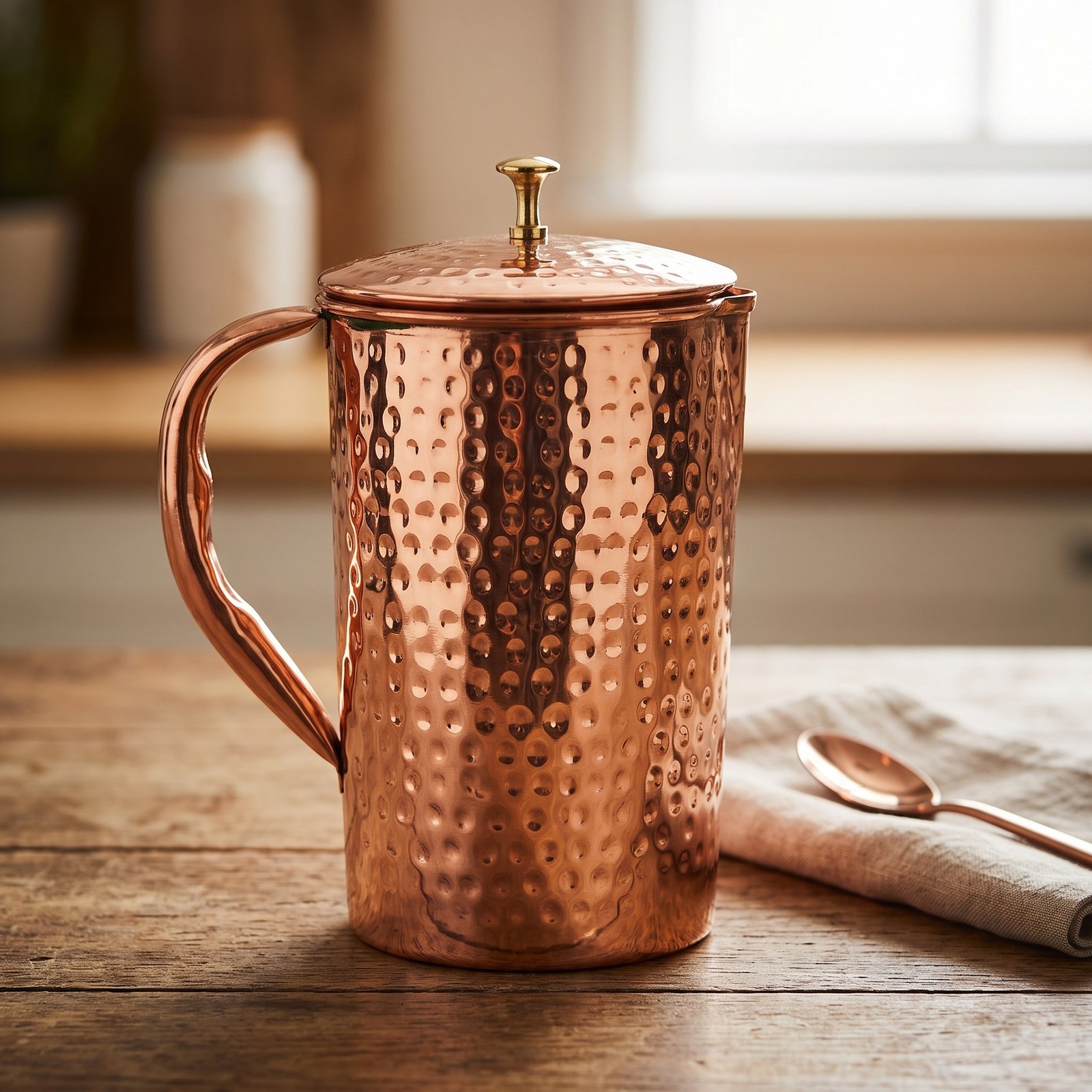 Hammered Copper Lidded Jug - Image 10