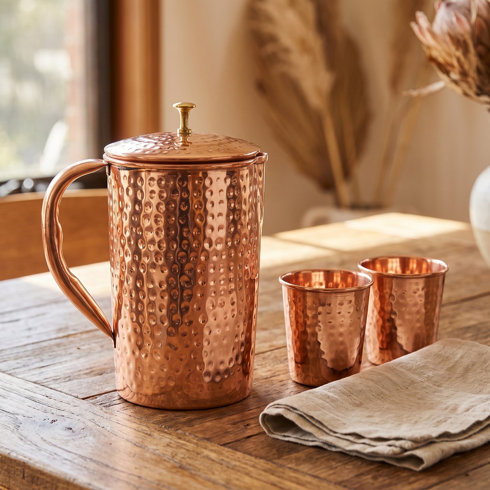 Hammered Copper Lidded Jug - Image 11