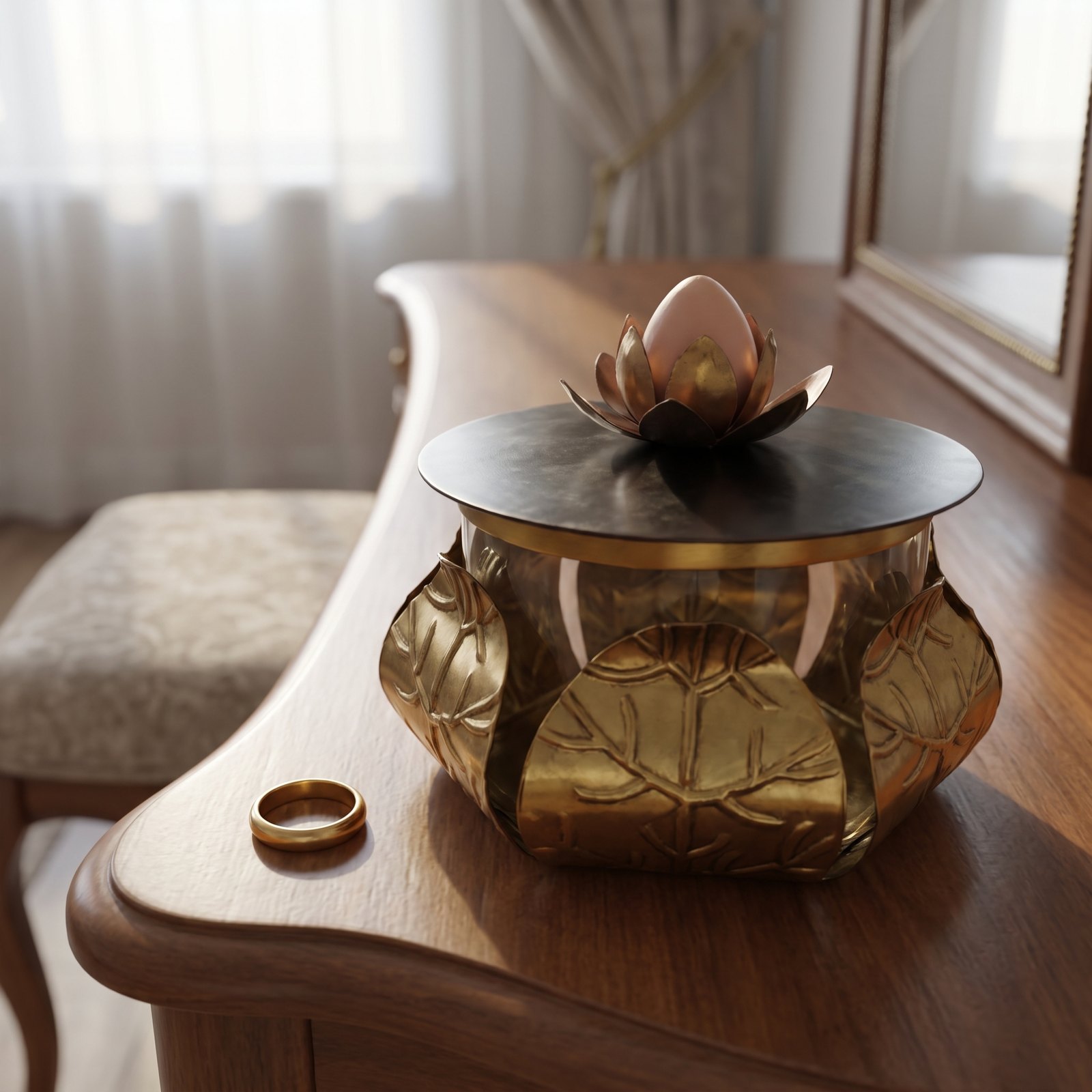 Antique Lotus Box - Image 4