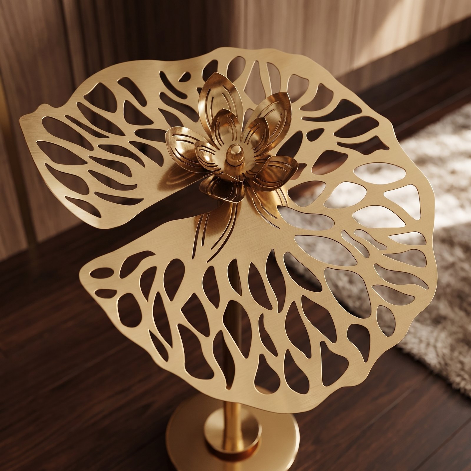 Antique Gold Lotus Leaf Decorative Accent - Image 4