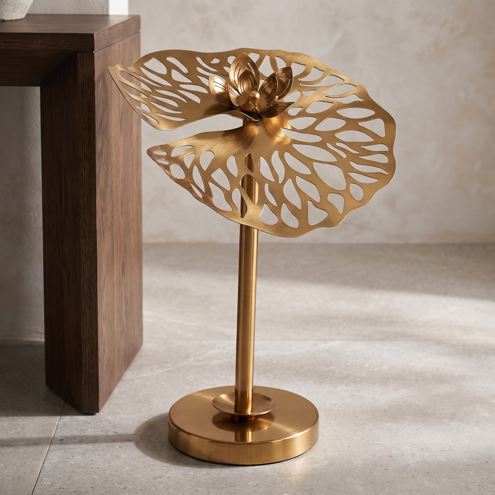 Antique Gold Lotus Leaf Decorative Accent - Image 2