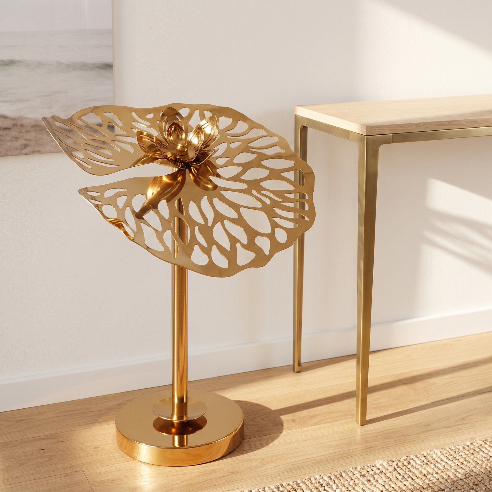 Antique Gold Lotus Leaf Decorative Accent - Image 5