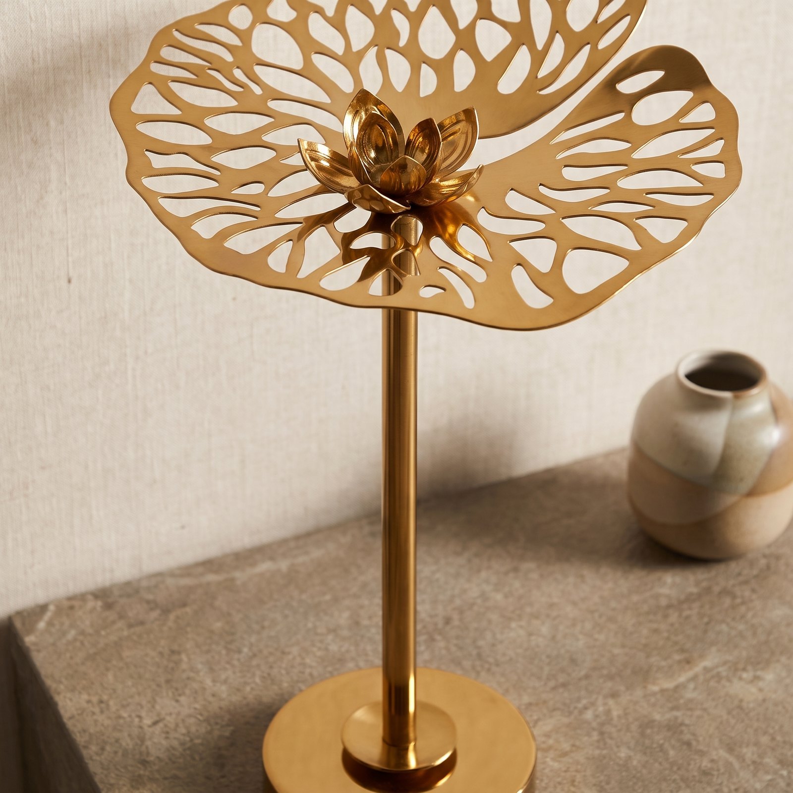 Antique Gold Lotus Leaf Decorative Accent - Image 10