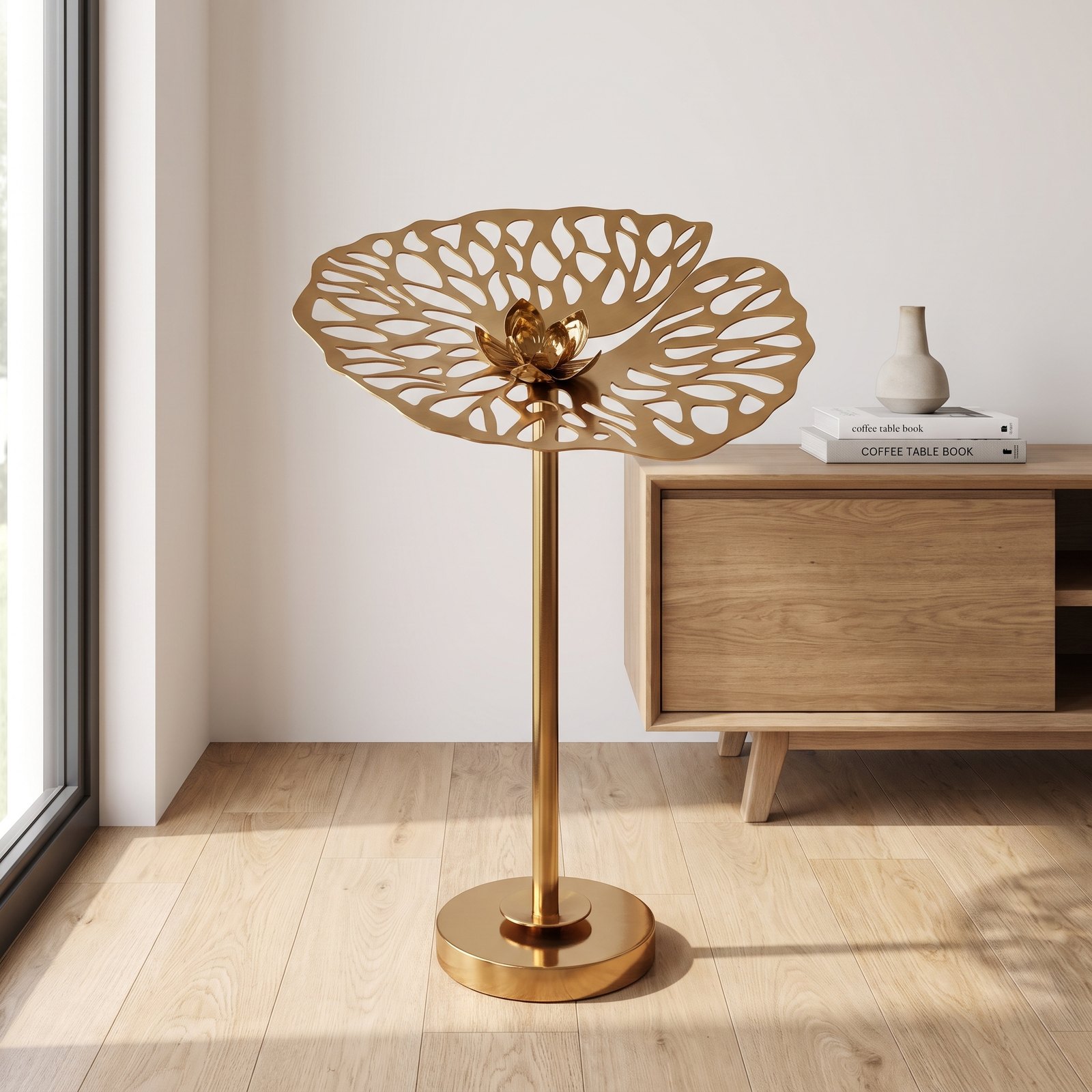Antique Gold Lotus Leaf Decorative Accent - Image 8